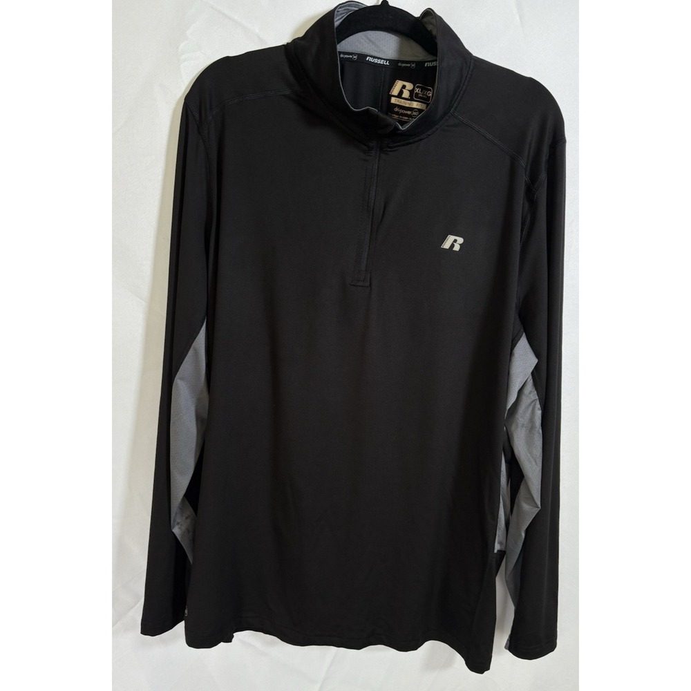 Russell Dri-Power Shirt Size‎ XL 1/4 zip Long Sleeve Training black/gray